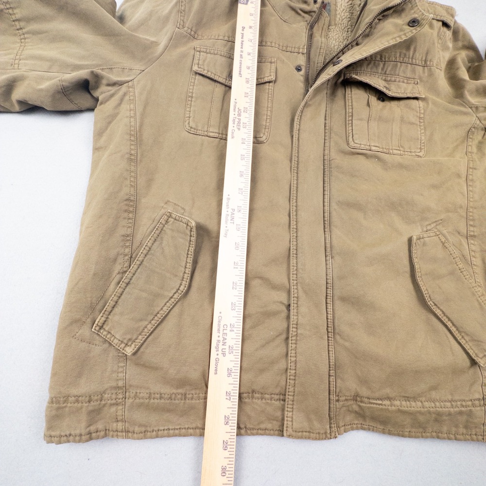 Levis Mens XL Sherpa Lined Field Jacket Tan Cotton Military Utility Coat - Picture 7 of 12